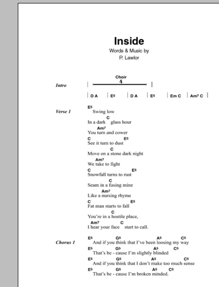 Stiltskin Inside sheet music notes and chords arranged for Guitar Chords/Lyrics