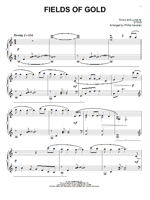 Sting Fields Of Gold (arr. Phillip Keveren) sheet music notes and chords arranged for Easy Piano