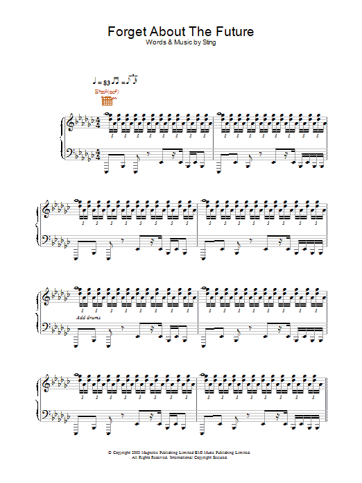 Sting Forget About The Future sheet music notes and chords arranged for Lead Sheet / Fake Book