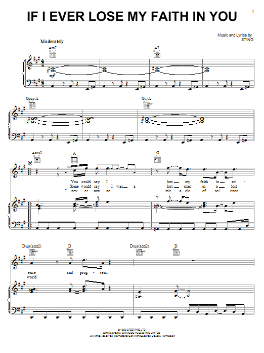 Sting If I Ever Lose My Faith In You sheet music notes and chords arranged for Pro Vocal