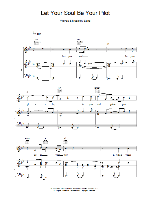 Sting Let Your Soul Be Your Pilot sheet music notes and chords arranged for Piano, Vocal & Guitar Chords (Right-Hand Melody)
