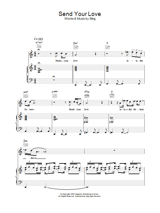 Sting Send Your Love sheet music notes and chords arranged for Lead Sheet / Fake Book