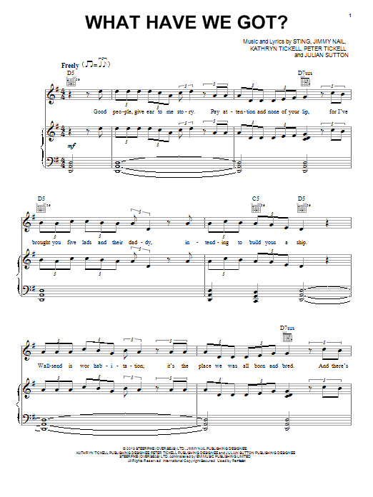 Sting What Have We Got? sheet music notes and chords arranged for Piano, Vocal & Guitar Chords (Right-Hand Melody)