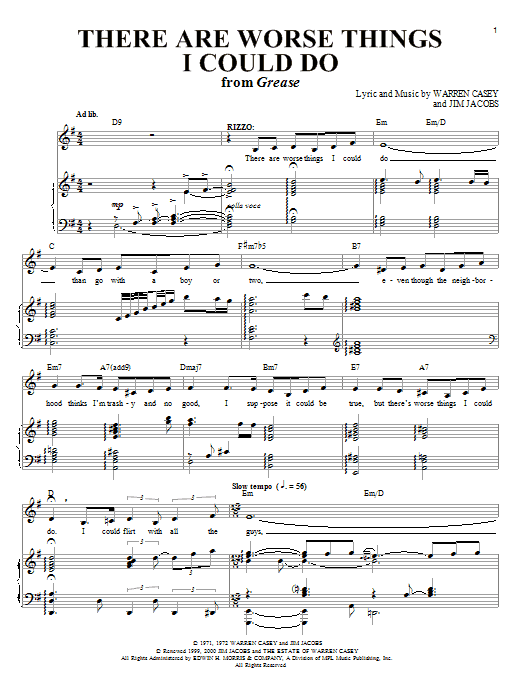 Stockard Channing There Are Worse Things I Could Do sheet music notes and chords arranged for Piano & Vocal