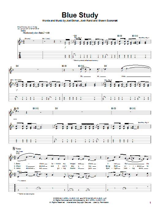 Stone Sour Blue Study sheet music notes and chords arranged for Guitar Tab