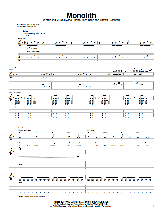 Stone Sour Monolith sheet music notes and chords arranged for Guitar Tab