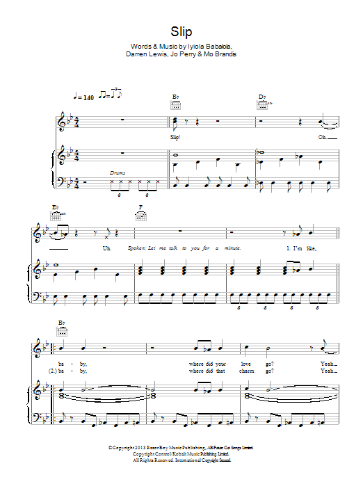 Stooshe Slip sheet music notes and chords arranged for Piano Chords/Lyrics