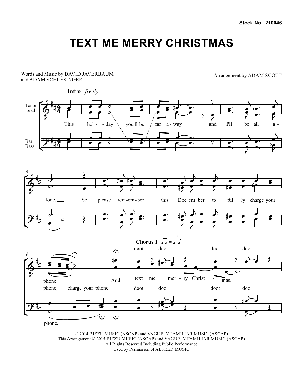 Straight No Chaser feat. Kristen Bell Text Me Merry Christmas (arr. Adam Scott) sheet music notes and chords arranged for TTBB Choir