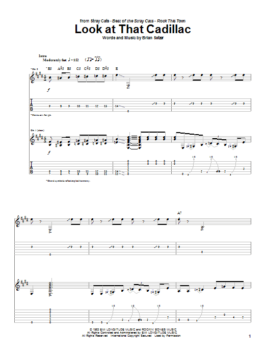 Stray Cats Look At That Cadillac sheet music notes and chords arranged for Guitar Tab