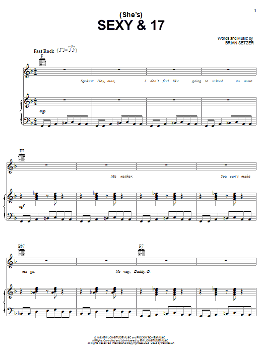 Stray Cats (She's) Sexy & 17 sheet music notes and chords arranged for Piano, Vocal & Guitar Chords (Right-Hand Melody)