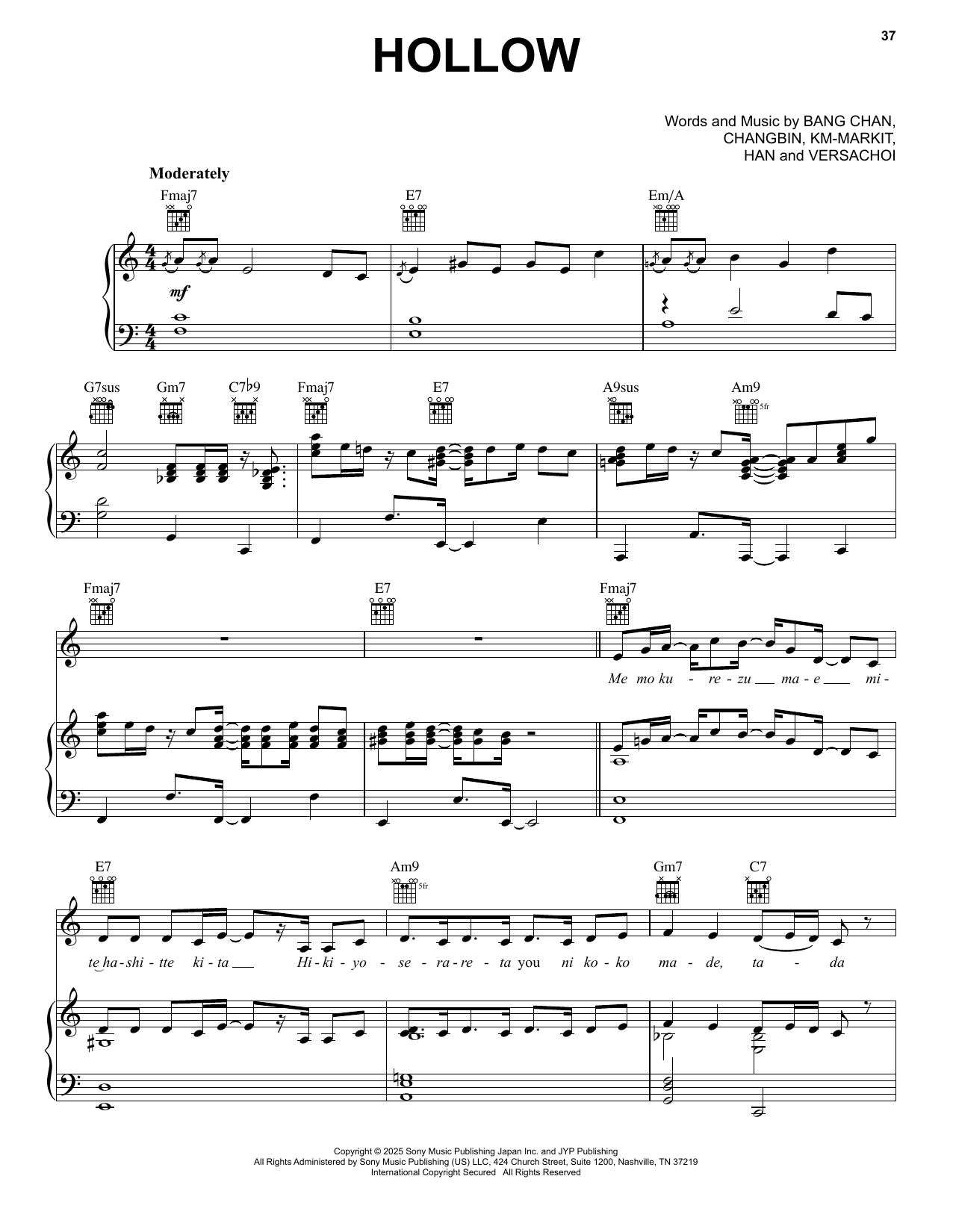 Stray Kids Hollow sheet music notes and chords arranged for Piano, Vocal & Guitar Chords (Right-Hand Melody)