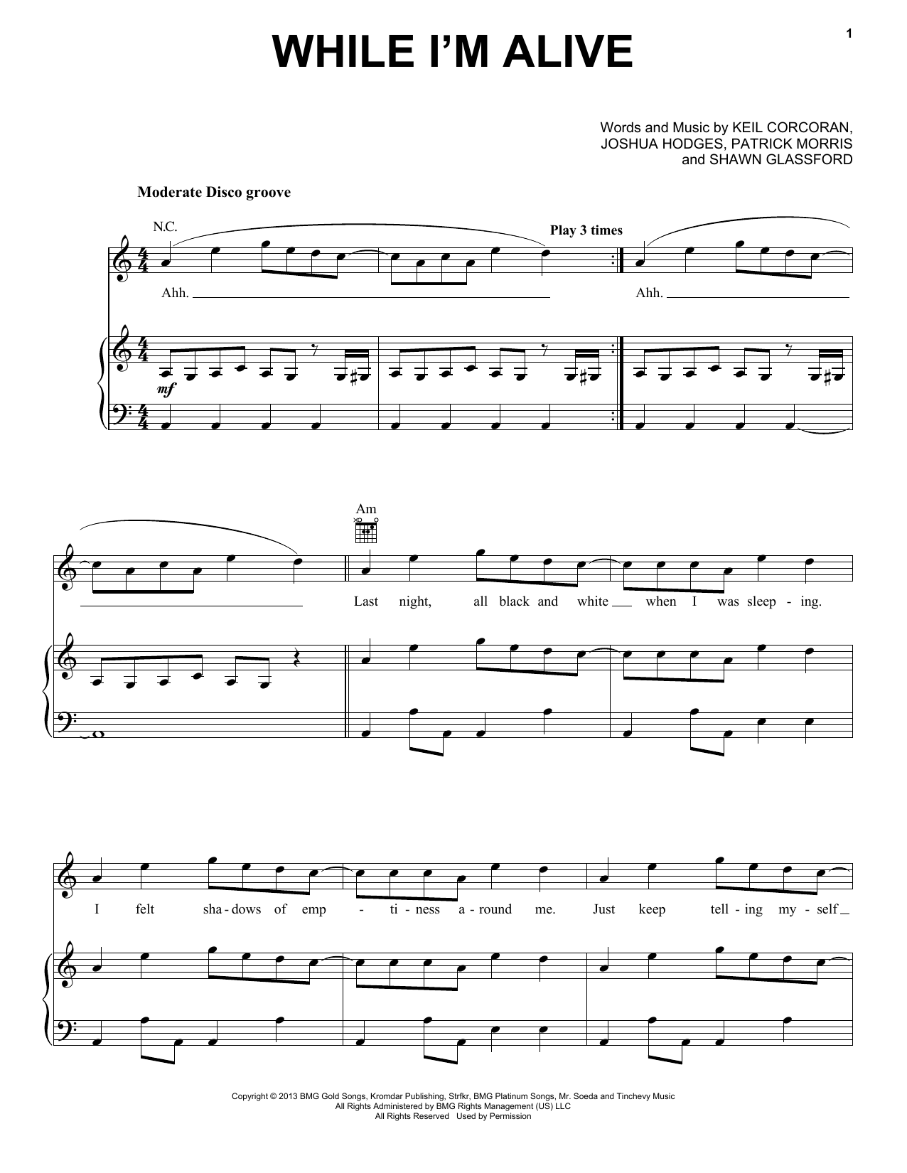 Strfkr While I'm Alive sheet music notes and chords arranged for Piano, Vocal & Guitar Chords (Right-Hand Melody)