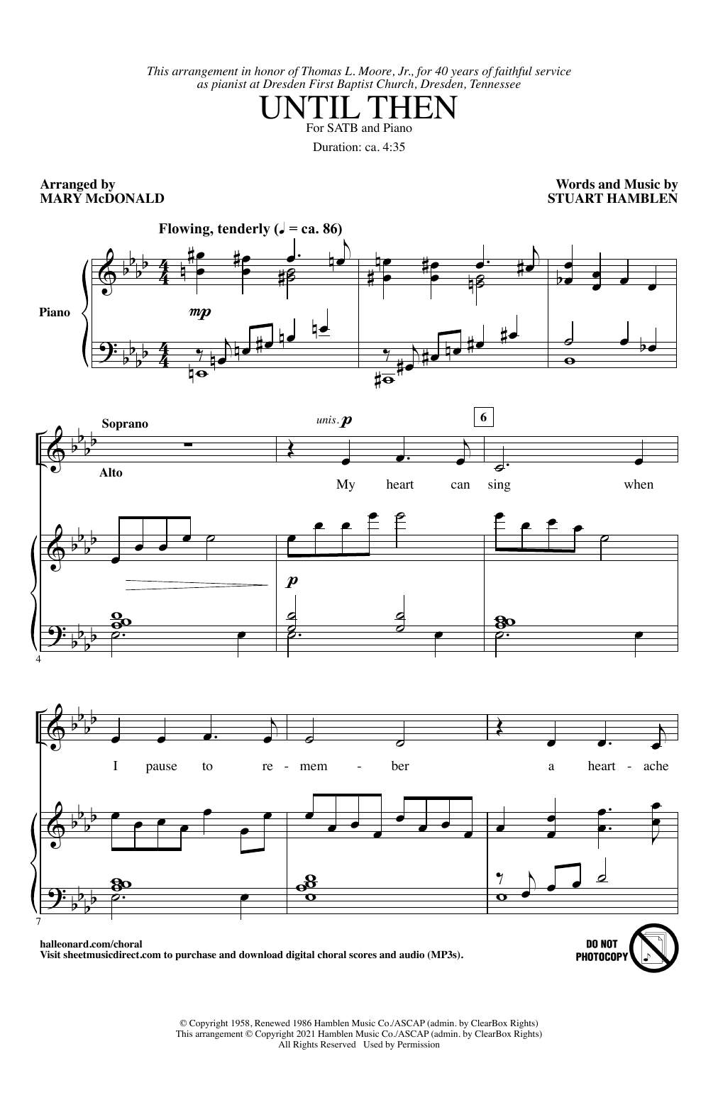 Stuart Hamblen Until Then (arr. Mary McDonald) sheet music notes and chords arranged for SATB Choir