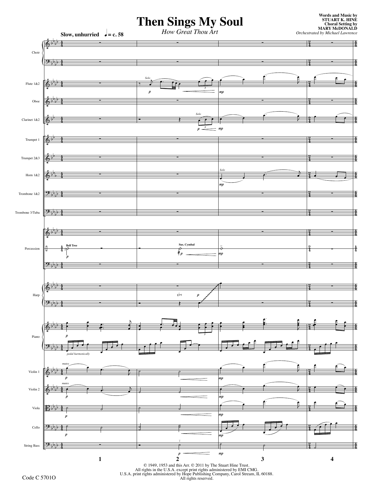 Stuart K. Hine Then Sings My Soul (How Great Thou Art) - Full Score sheet music notes and chords arranged for Choir Instrumental Pak