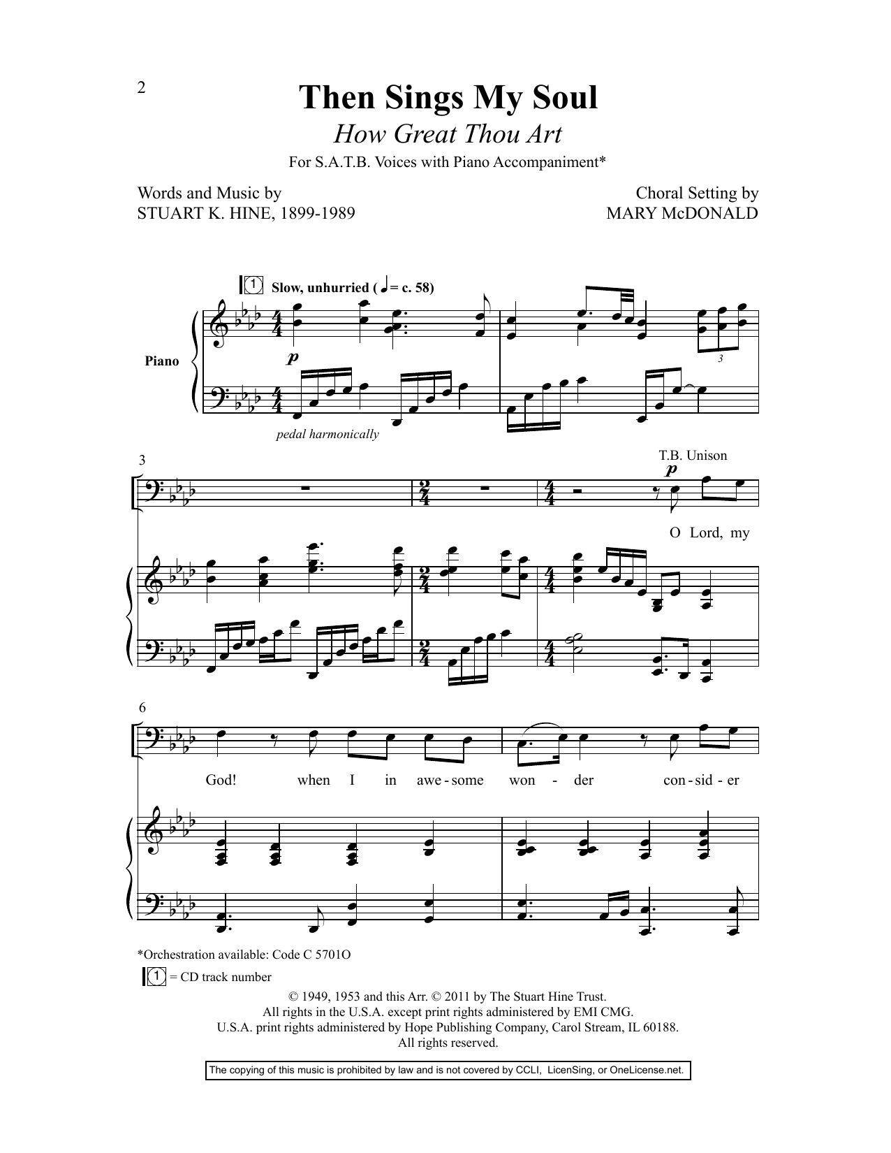 Stuart K. Hine Then Sings My Soul (How Great Thou Art) (arr. Mary McDonald) sheet music notes and chords arranged for 2-Part Choir