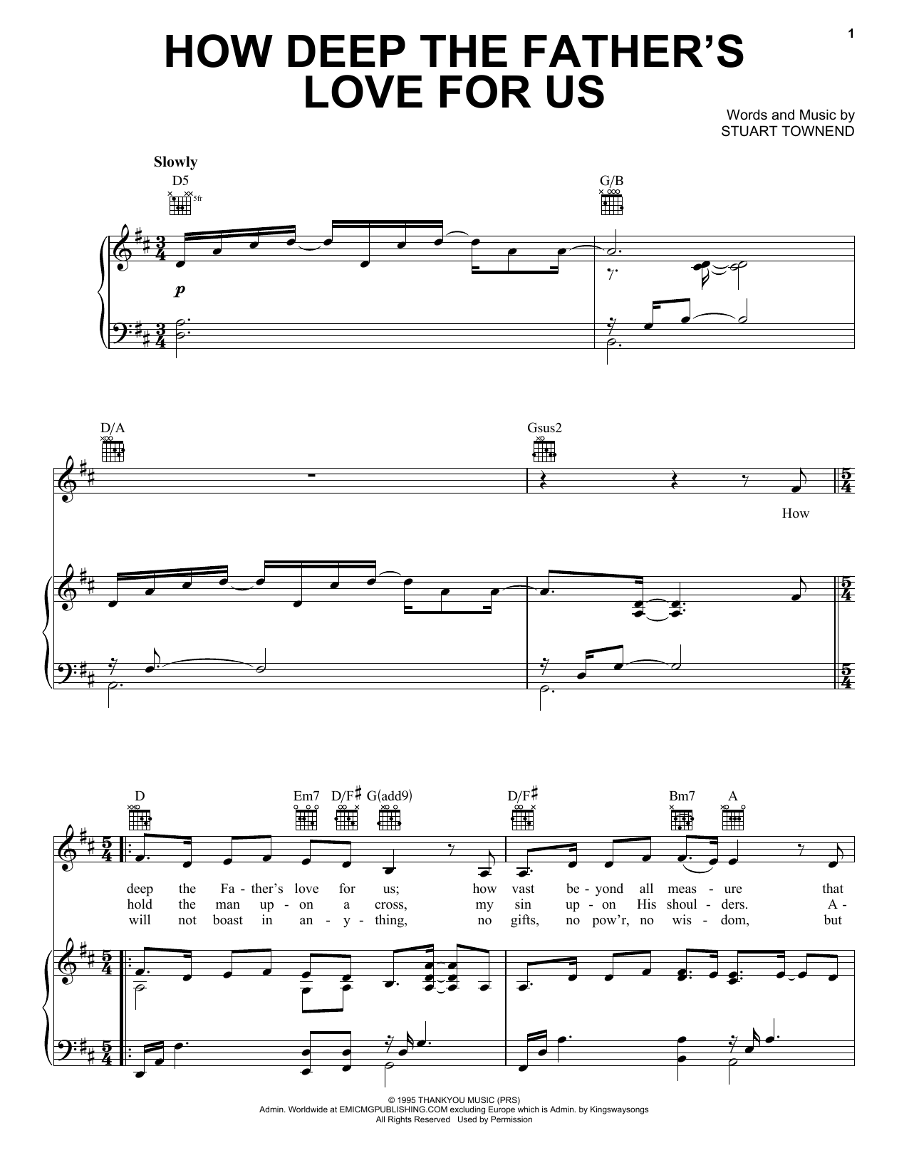 Stuart Townend How Deep The Father's Love For Us sheet music notes and chords arranged for Alto Sax Solo
