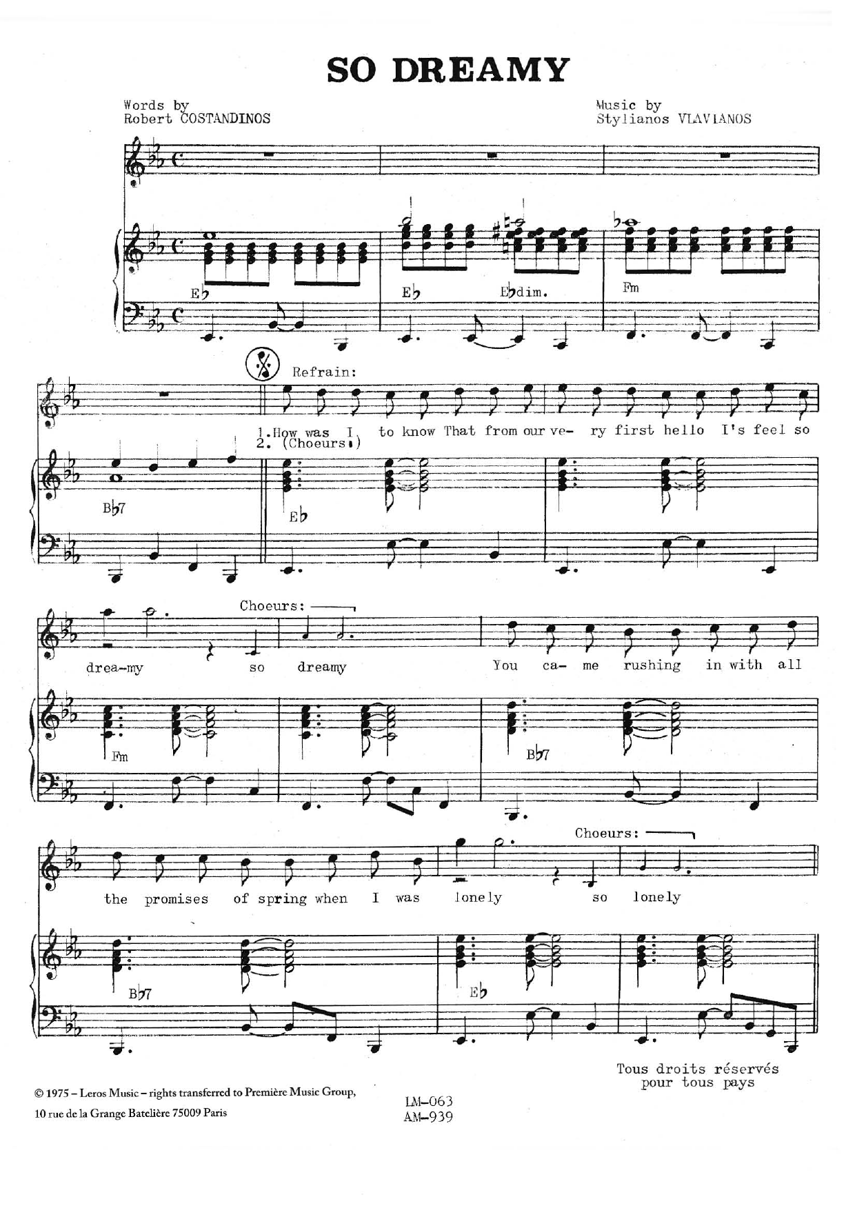 Stylianos Vlavianos So Dreamy sheet music notes and chords arranged for Piano Solo