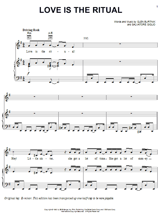 Styx Love Is The Ritual sheet music notes and chords arranged for Piano, Vocal & Guitar Chords (Right-Hand Melody)
