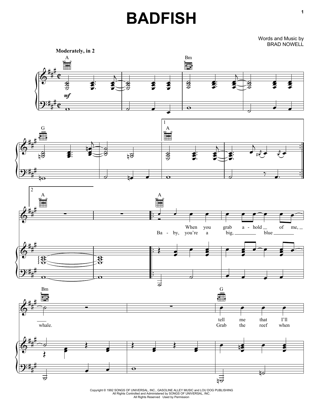 Sublime Badfish sheet music notes and chords arranged for Bass Guitar Tab