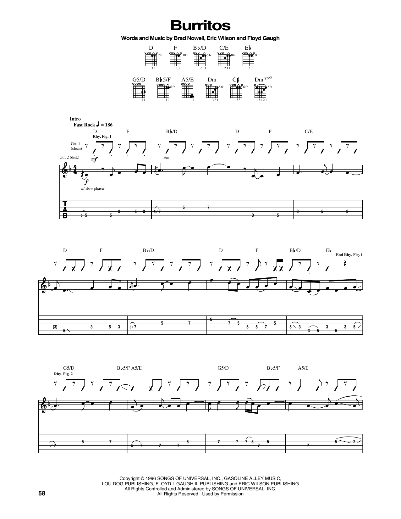 Sublime Burritos sheet music notes and chords arranged for Guitar Tab