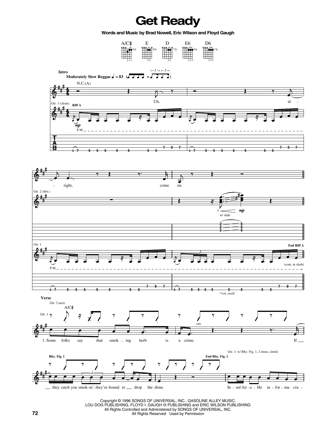 Sublime Get Ready sheet music notes and chords arranged for Guitar Tab