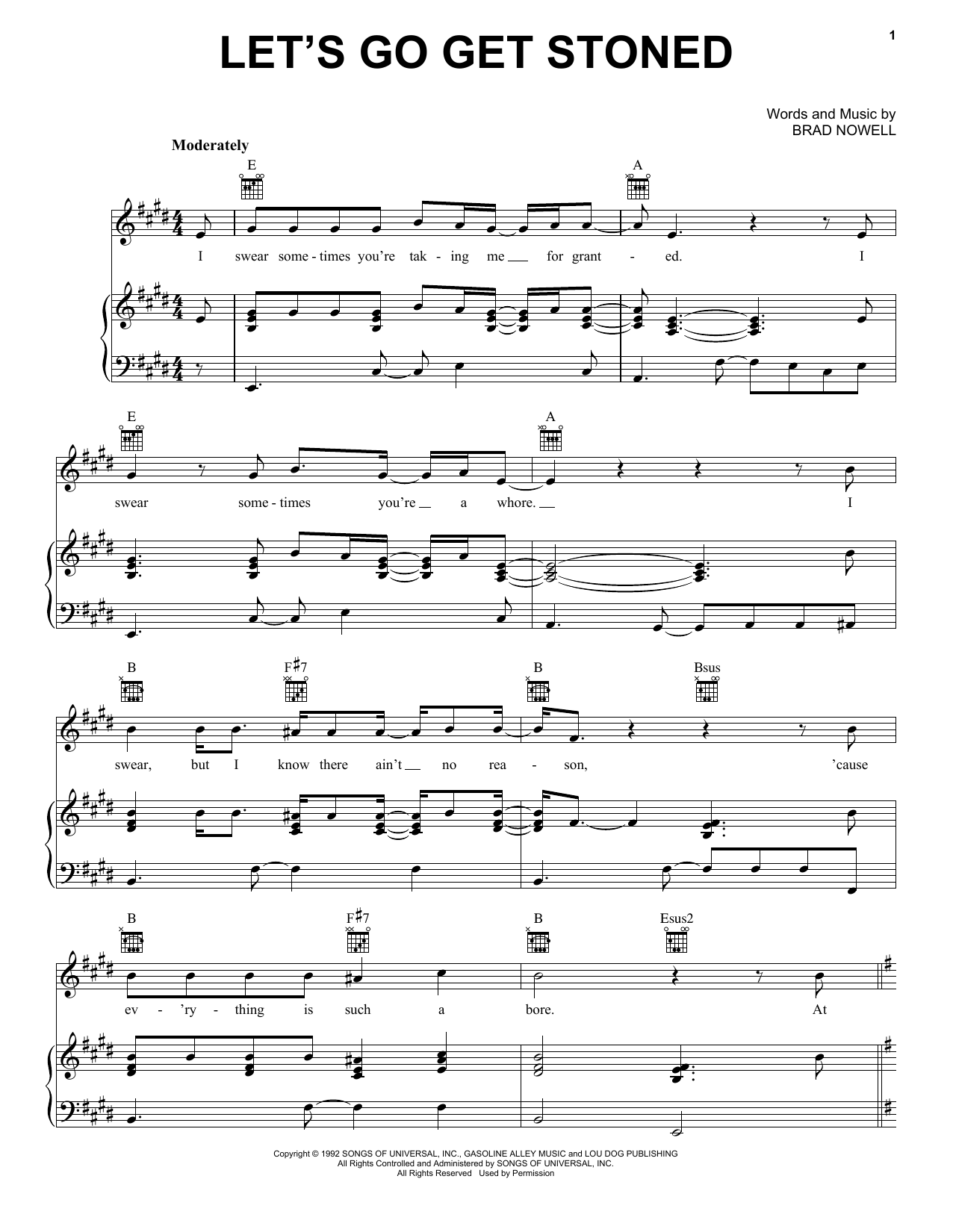Sublime Let's Go Get Stoned sheet music notes and chords arranged for Ukulele