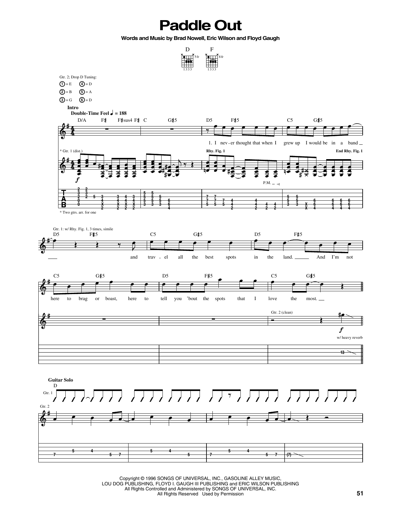 Sublime Paddle Out sheet music notes and chords arranged for Guitar Tab