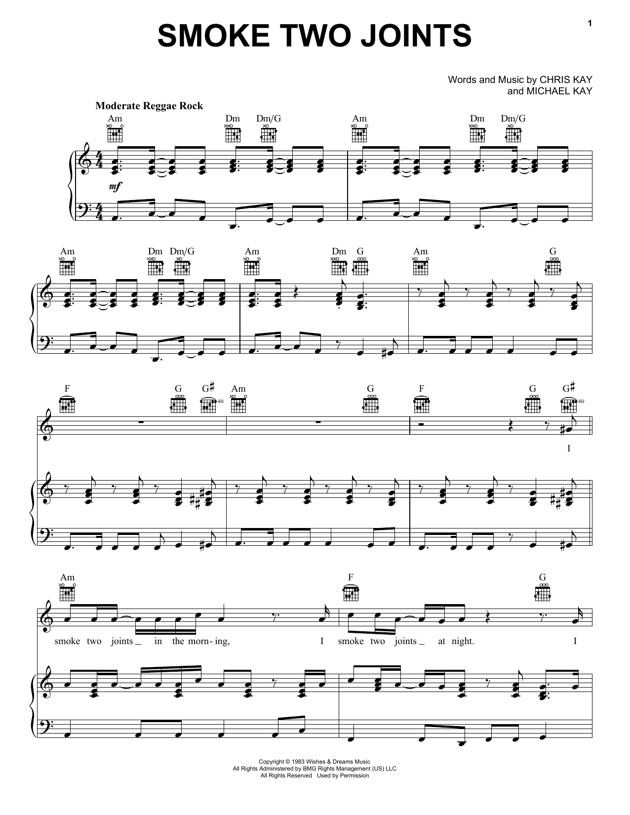 Sublime Smoke Two Joints sheet music notes and chords arranged for Ukulele