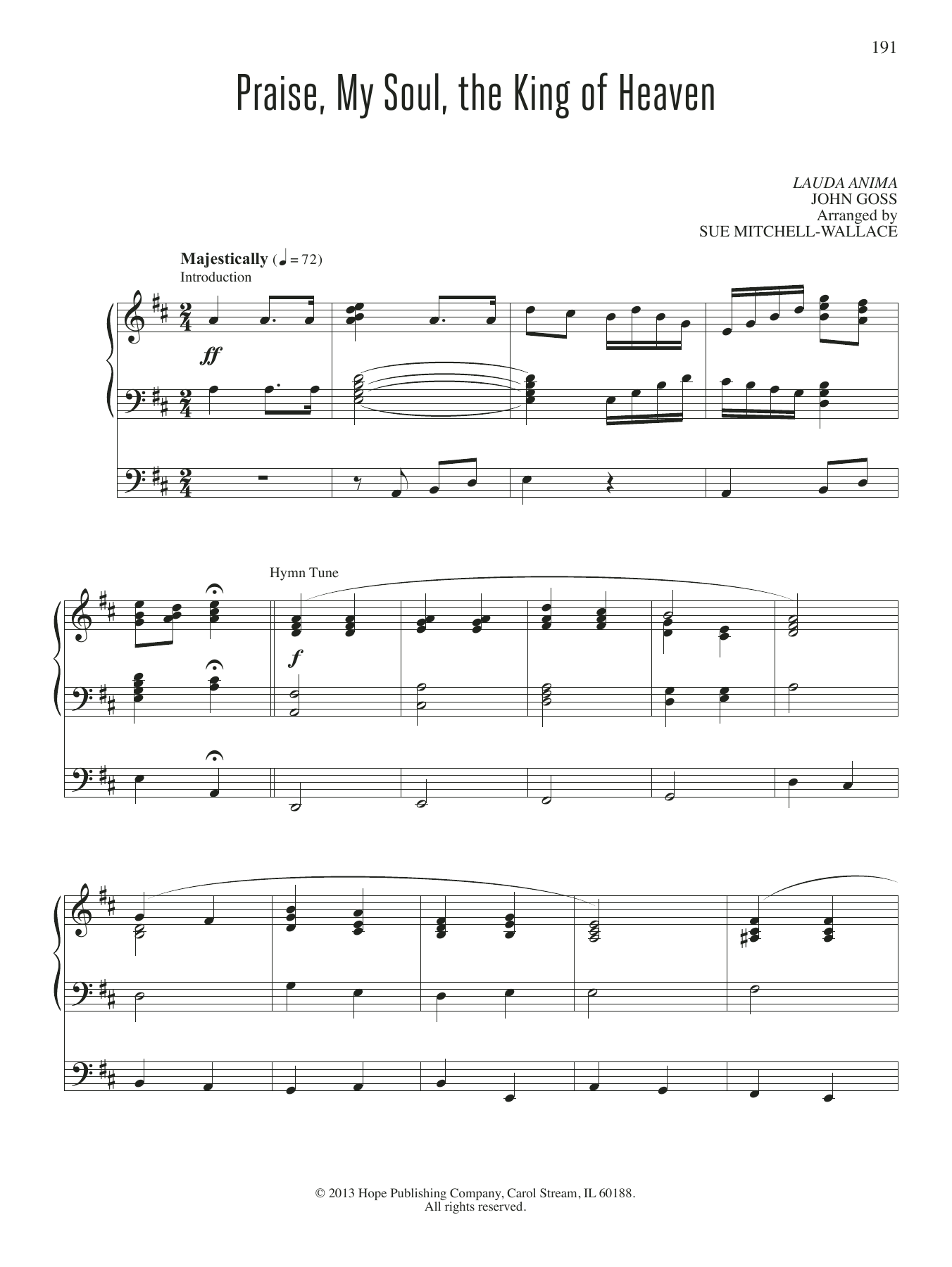 Sue Mitchell-Wallace Praise, My Soul, the King of Heaven sheet music notes and chords arranged for Organ
