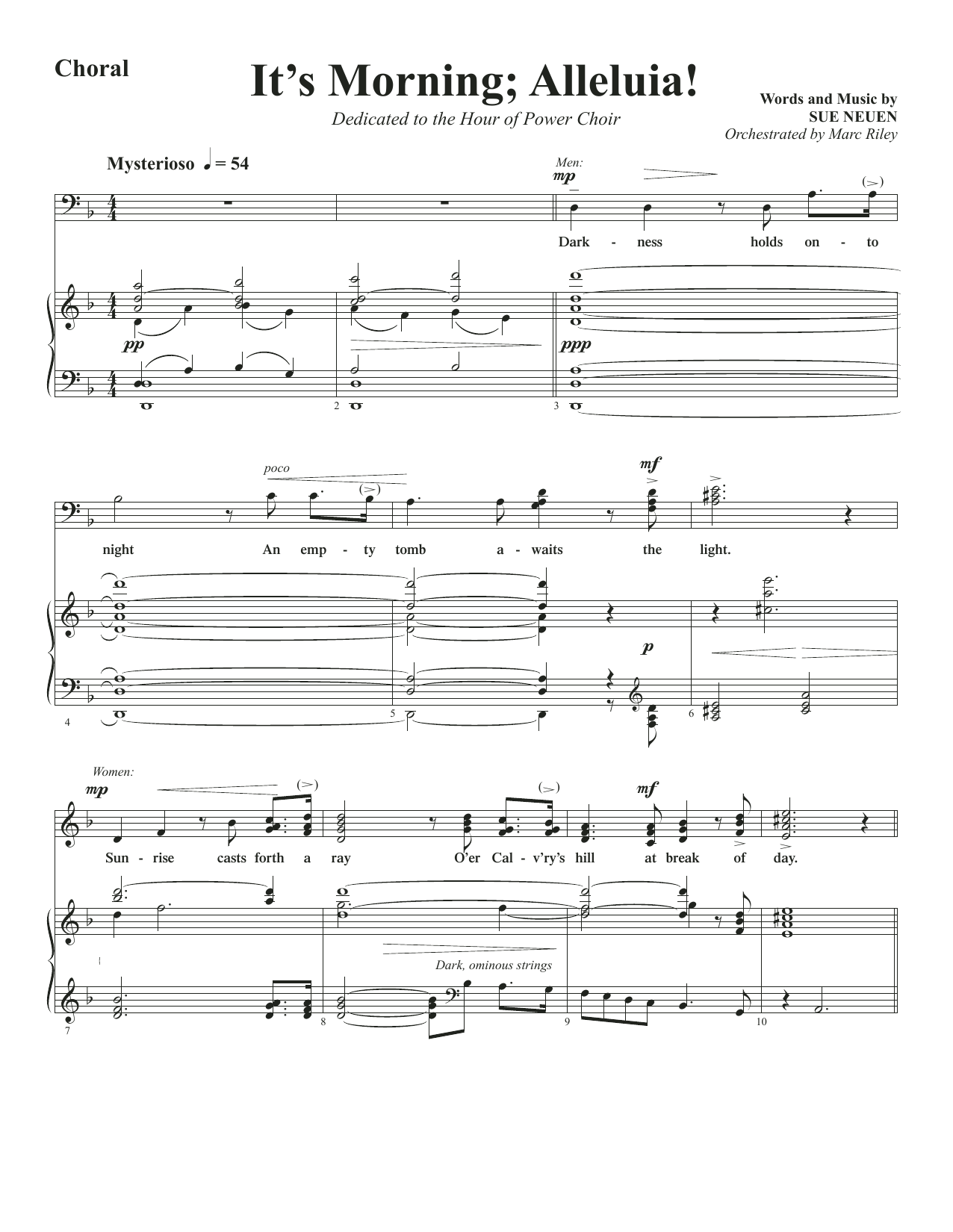 Sue Neuen It's Morning; Alleluia! sheet music notes and chords arranged for SATB Choir