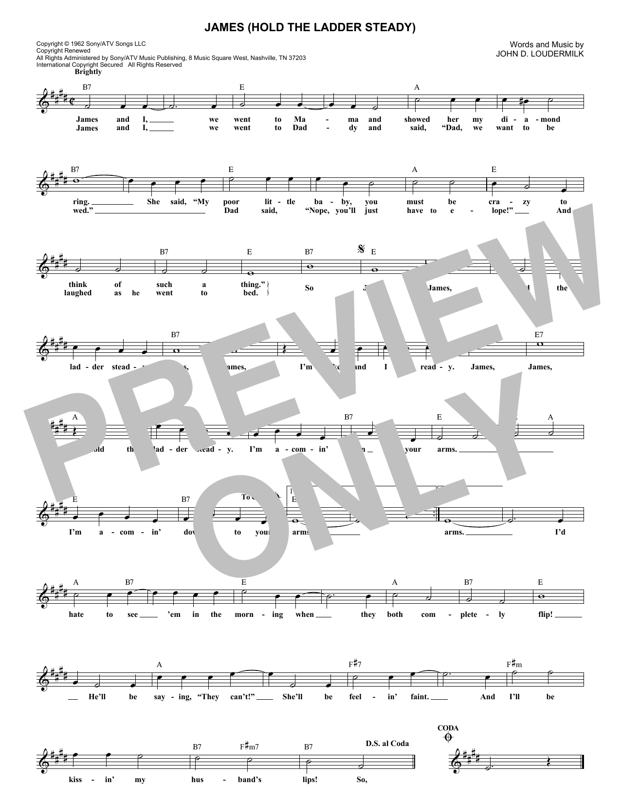Sue Thompson James (Hold The Ladder Steady) sheet music notes and chords arranged for Lead Sheet / Fake Book