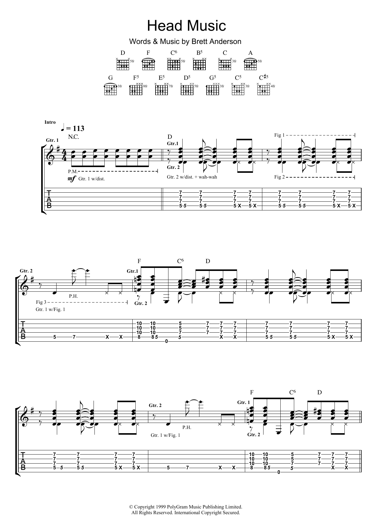 Suede Head Music sheet music notes and chords arranged for Guitar Tab