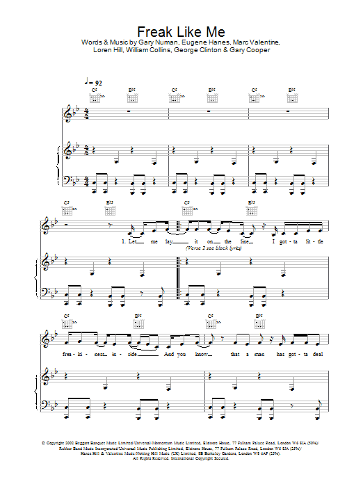 Sugababes Freak Like Me sheet music notes and chords arranged for Piano, Vocal & Guitar Chords