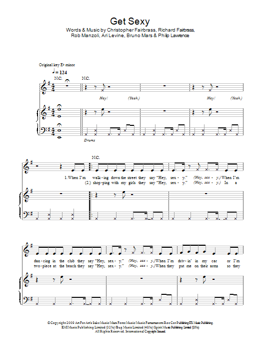 Sugababes Get Sexy sheet music notes and chords arranged for Piano, Vocal & Guitar Chords