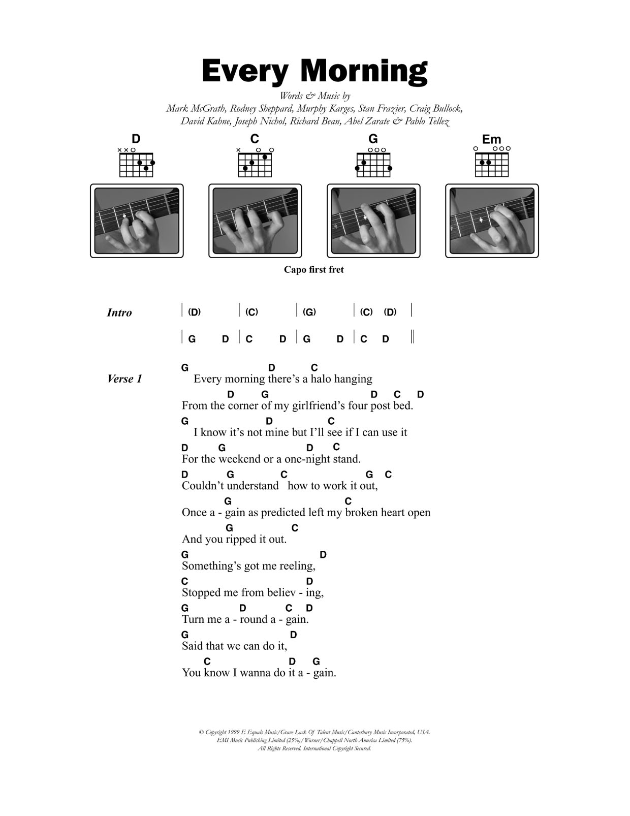 Sugar Ray Every Morning sheet music notes and chords arranged for Guitar Chords/Lyrics