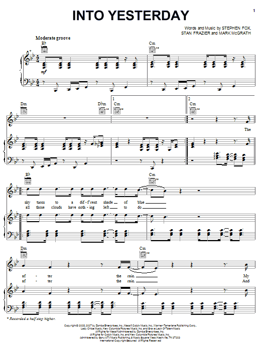 Sugar Ray Into Yesterday sheet music notes and chords arranged for Piano, Vocal & Guitar Chords (Right-Hand Melody)