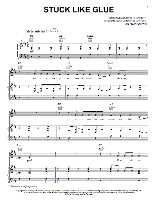 Sugarland Stuck Like Glue sheet music notes and chords arranged for Very Easy Piano