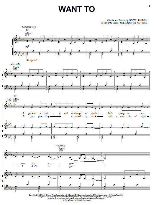 Sugarland Want To sheet music notes and chords arranged for Piano, Vocal & Guitar Chords (Right-Hand Melody)