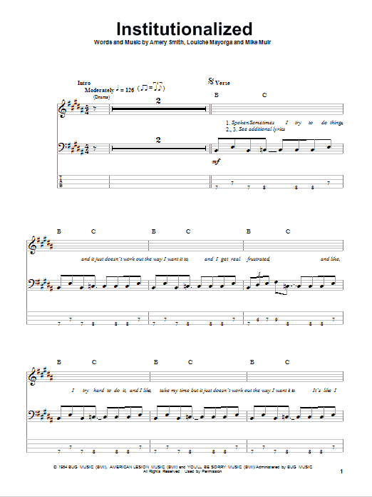 Suicidal Tendencies Institutionalized sheet music notes and chords arranged for Guitar Chords/Lyrics