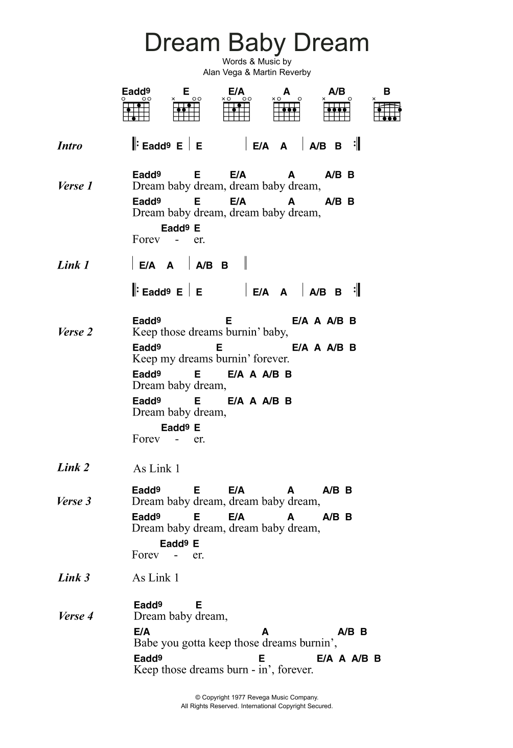 Suicide Dream Baby Dream sheet music notes and chords arranged for Guitar Chords/Lyrics