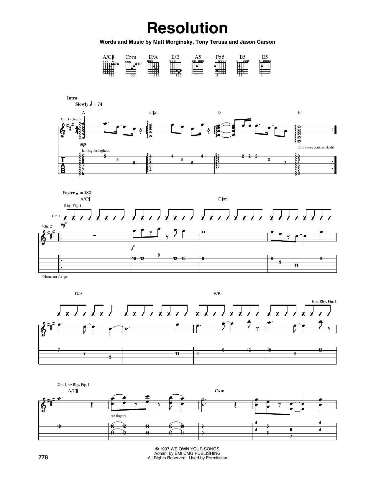 Supertones Resolution sheet music notes and chords arranged for Guitar Tab