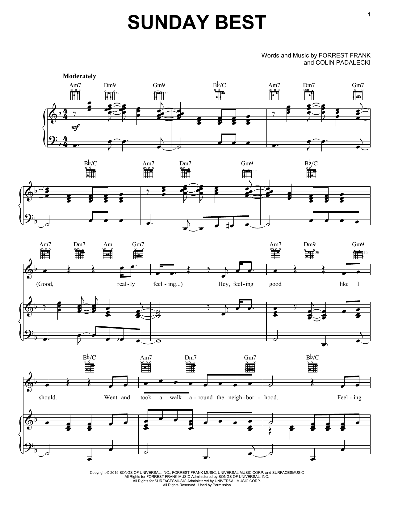 Surfaces Sunday Best sheet music notes and chords arranged for Easy Piano