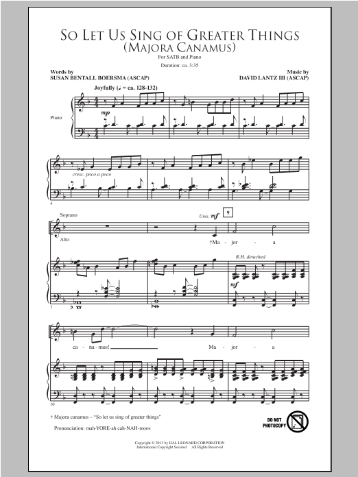 Susan Bentall Boersma So Let Us Sing Of Greater Things (Majora Canamus) sheet music notes and chords arranged for SATB Choir