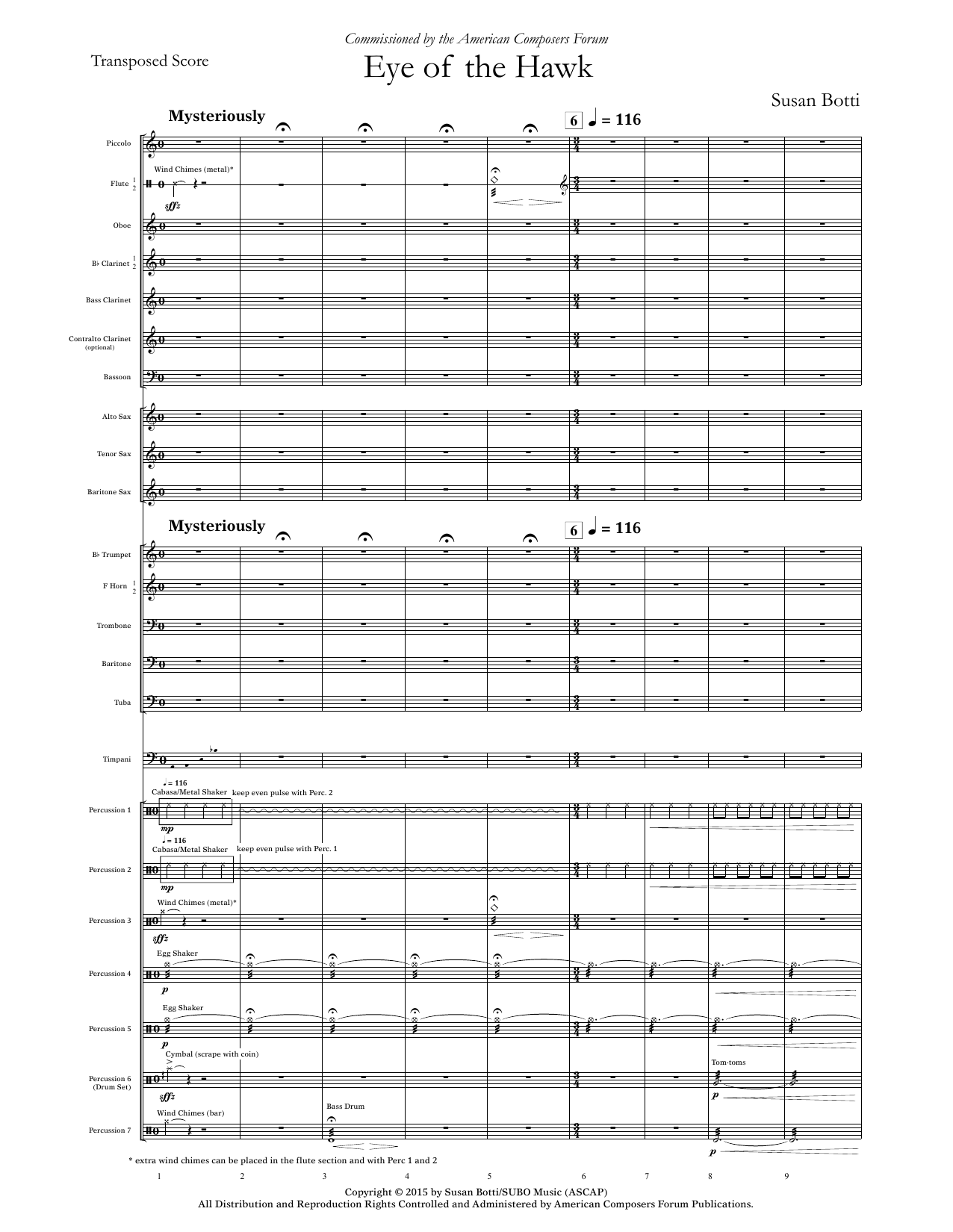 Susan Botti Eye of the Hawk - Conductor sheet music notes and chords arranged for Concert Band