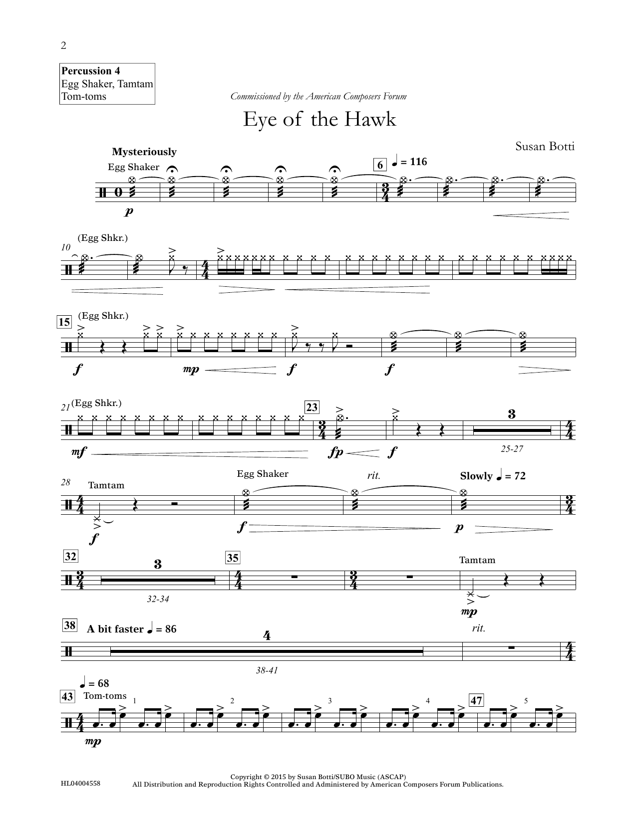 Susan Botti Eye of the Hawk - Percussion 4 sheet music notes and chords arranged for Concert Band