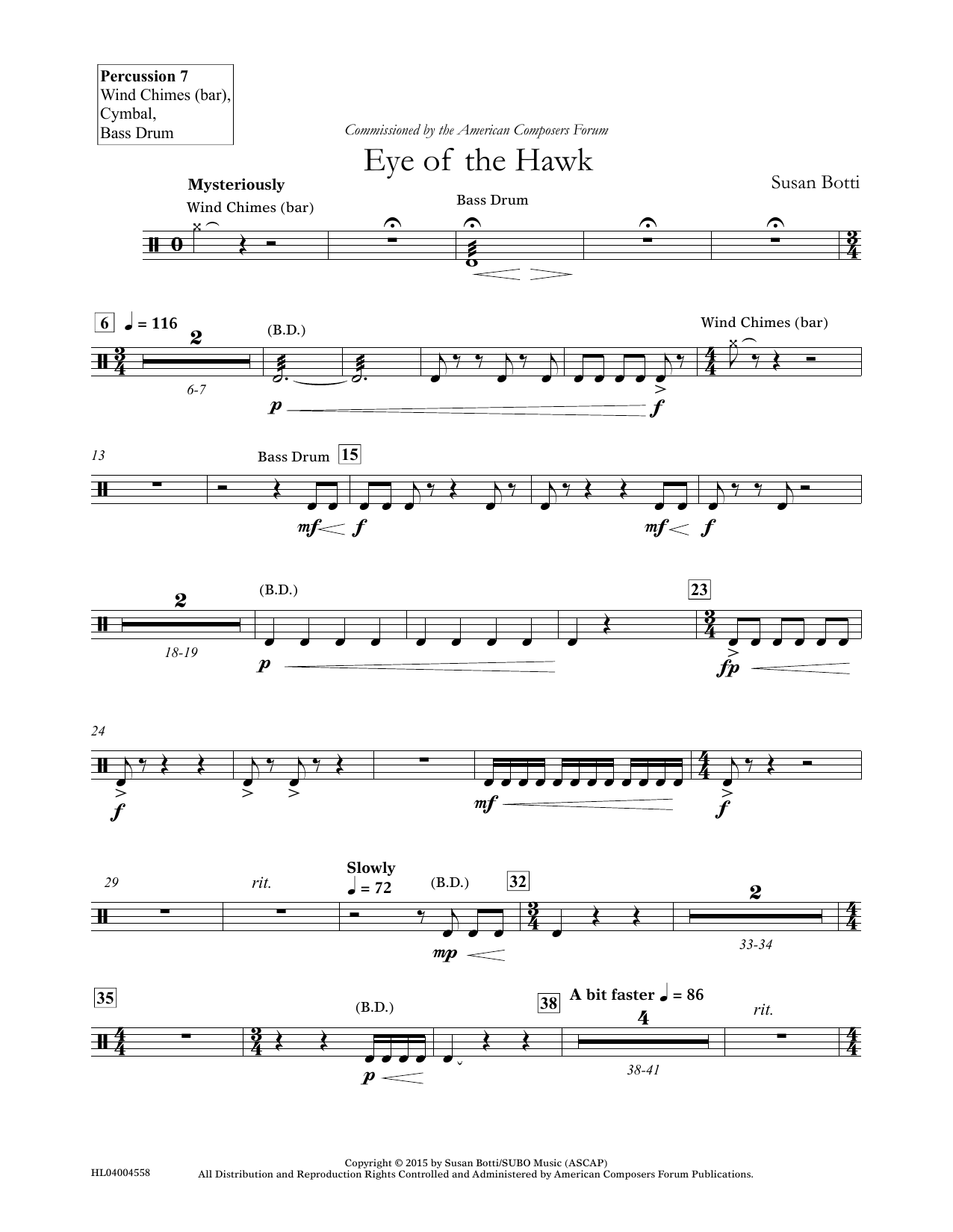 Susan Botti Eye of the Hawk - Percussion 7 sheet music notes and chords arranged for Concert Band