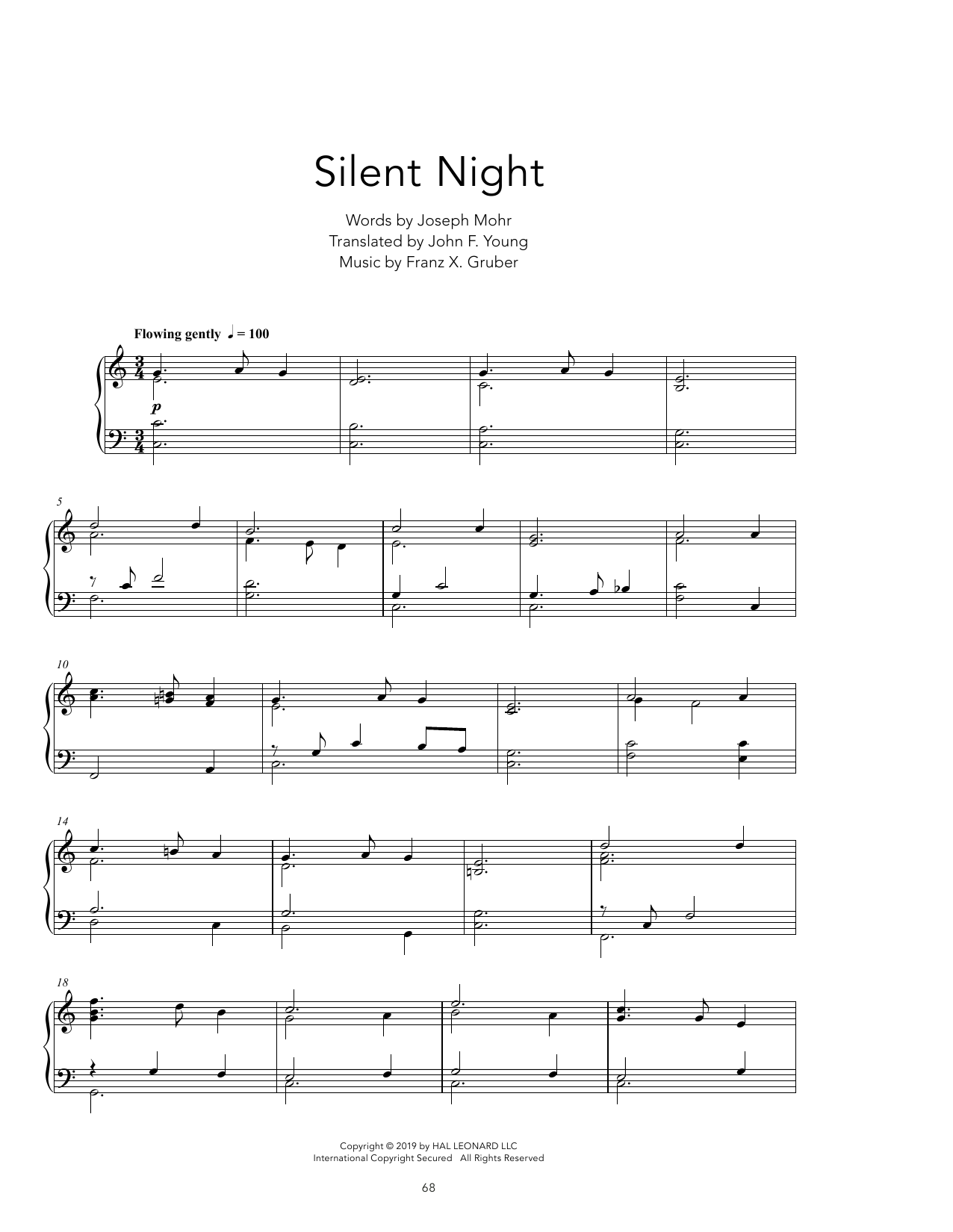 Susan Boyle Silent Night [Peaceful version] sheet music notes and chords arranged for Piano Solo