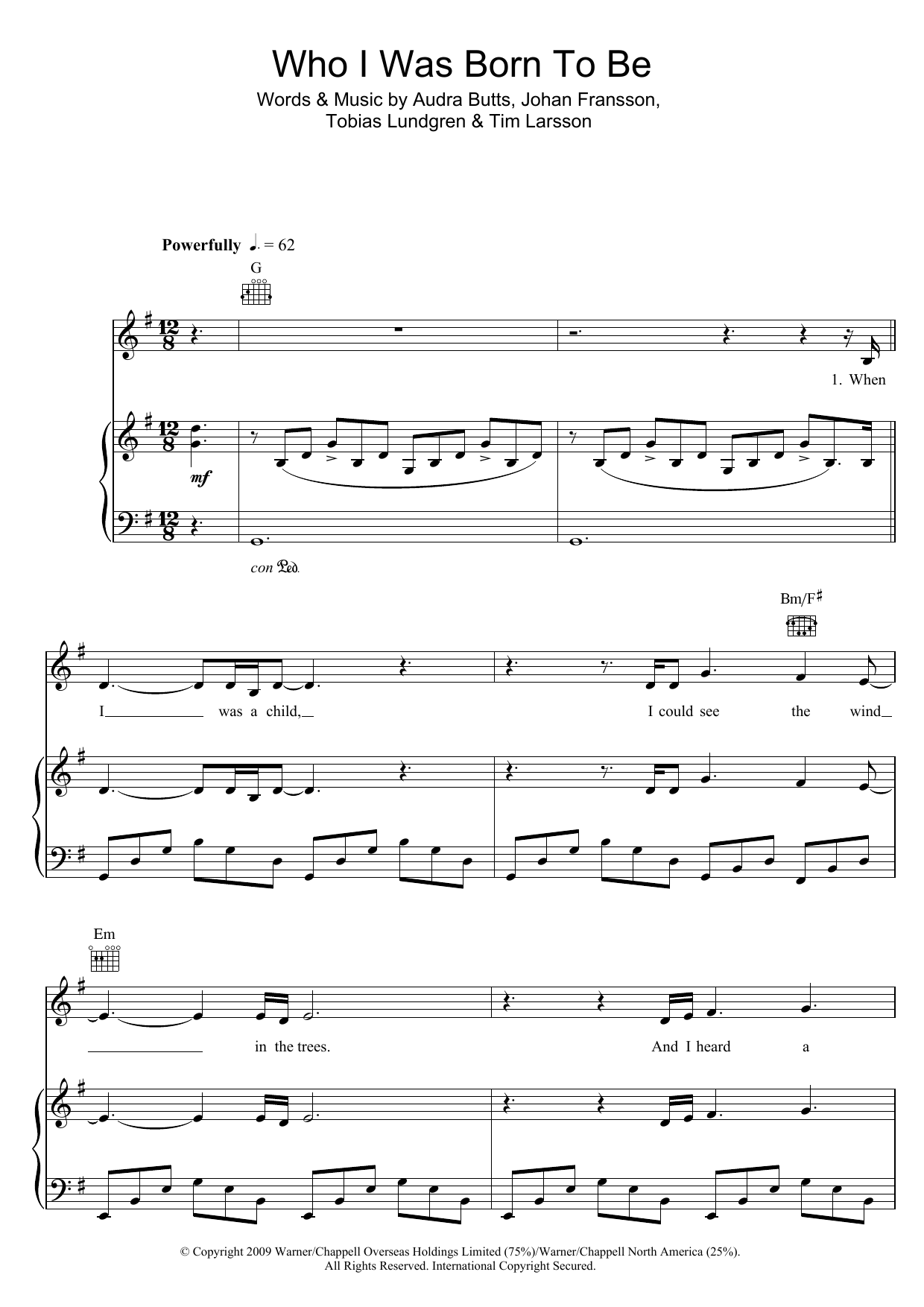 Susan Boyle Who I Was Born To Be sheet music notes and chords arranged for Piano, Vocal & Guitar Chords