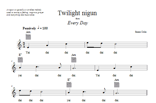 Susan Colin Twilight Nigun sheet music notes and chords arranged for Lead Sheet / Fake Book