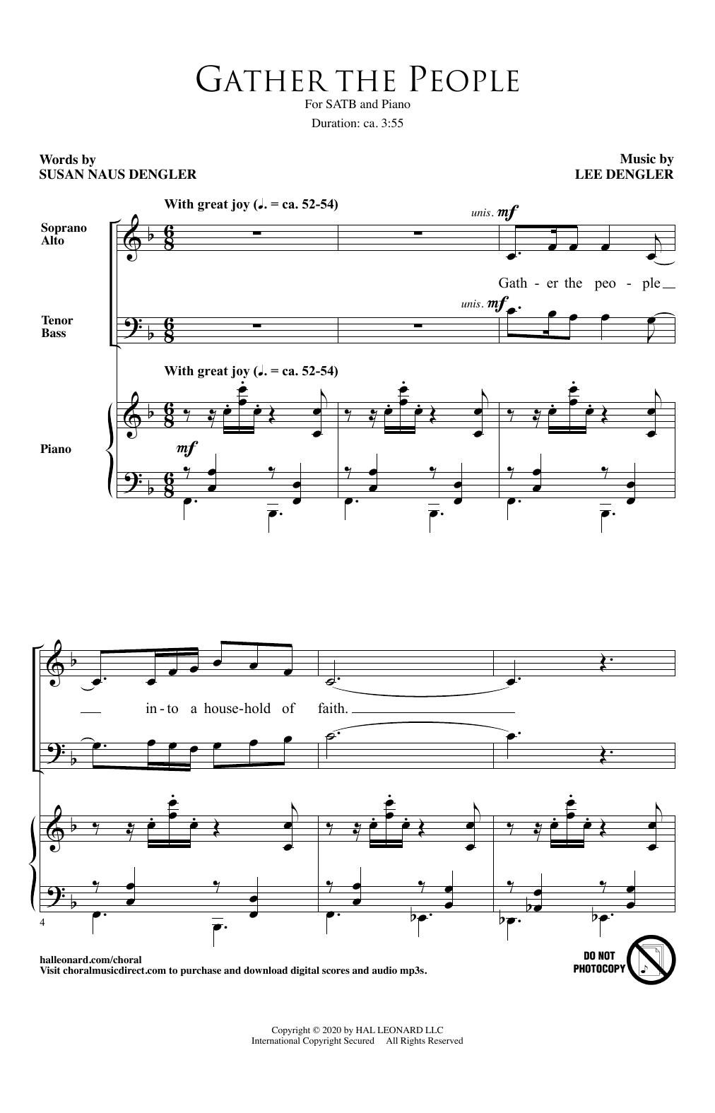 Susan Naus Dengler and Lee Dengler Gather The People sheet music notes and chords arranged for SATB Choir
